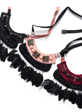 羽毛绑带女生高端连衣裙