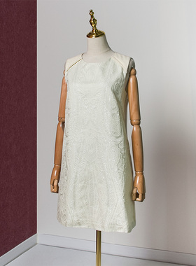 皇冠西西杰西卡潮流欧式提花无袖圆领背心女连衣裙20517J