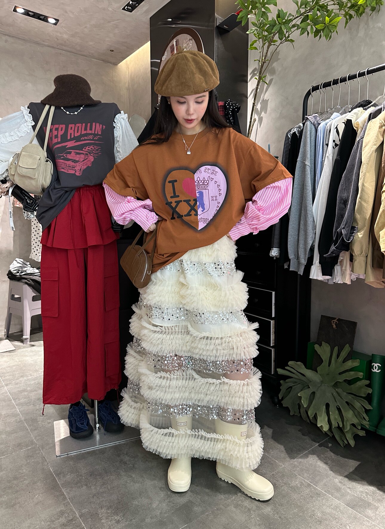 韩国东大门2025秋季新款时尚百搭显瘦爱心字母印花宽松短袖T恤女