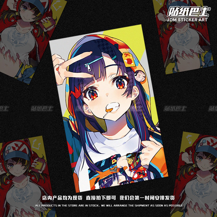 活力少女创意反光车贴 jdm二次元卡通摩托电动车车窗车身装饰贴纸