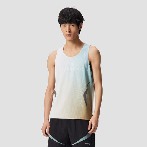 SAUCONY/索康尼男子透气速干PG抗菌U领竞速运动跑步背心官仓直发