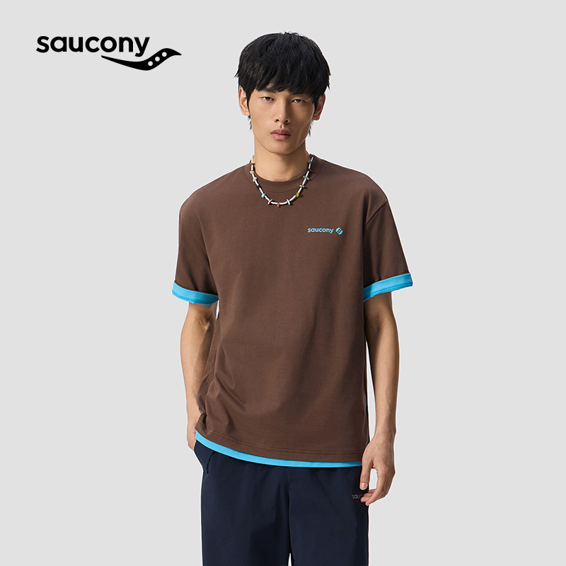 SAUCONY/索康尼情侣款运动时尚百搭潮流圆领宽松短袖男女官仓直发