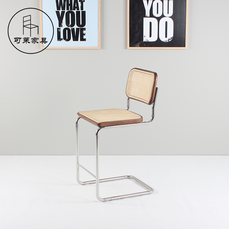 Bauhaus包豪斯钢管悬臂金属弯管藤编吧椅索耐特marcel breuer精品