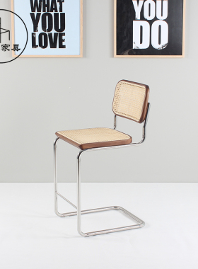 Bauhaus包豪斯钢管悬臂金属弯管藤编吧椅索耐特marcel breuer精品