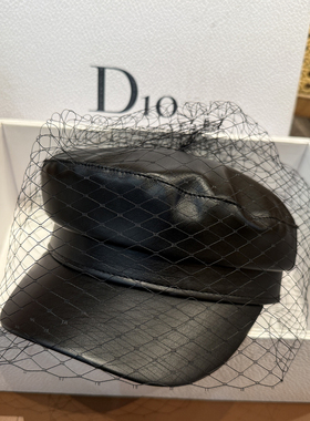 PU皮网纱平顶画家帽小香风气质优雅黑色鸭舌帽逛街显脸小时尚报童