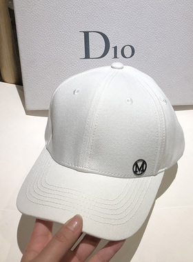 遮阳棒球帽M标简约ins网红鸭舌帽小众显脸小纯色太阳帽白色百搭潮