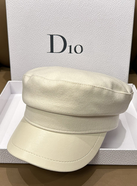 韩国百搭平顶报童帽简约纯色鸭舌帽显脸小八角帽逛街白色毛呢帽子