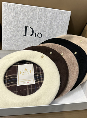 羊毛贝雷帽英伦百搭画家帽复古时尚黑色蓓蕾帽南瓜帽显脸小气质潮