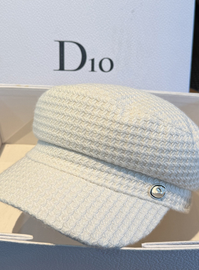 秋冬黑白色平顶报童帽显脸小休闲鸭舌帽时尚逛街复古画家贝雷帽子