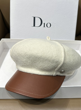 出游休闲报童帽羊毛休闲八角帽皮沿显脸小白色骑士画家帽洋气贝雷