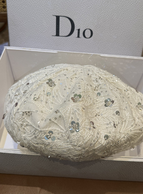 亮片百搭显脸小白色云朵帽时尚大头围显脸小贝雷帽子休闲南瓜八角