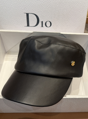 PU皮质黑色贝雷帽女秋冬款显脸小八角帽日系英伦复古时尚画家帽子