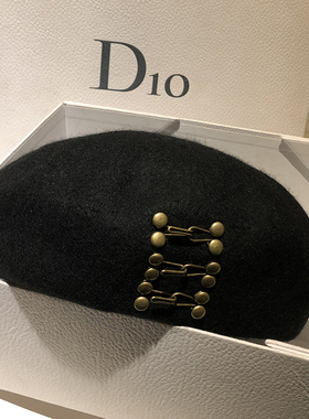 韩版羊毛贝雷帽秋冬逛街百搭英伦南瓜帽金属扣时尚礼帽黑色蓓蕾帽