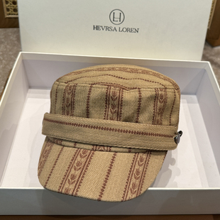 宽檐平顶帽百搭显脸小报童帽 复古民族风条纹八角帽女春季 四季 新品