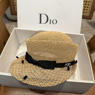 夏季 优雅遮阳帽镂空透气鸭舌帽子气质蝴蝶马术帽子圆顶贝雷网纱帽