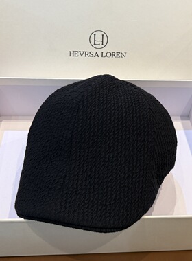 老钱风高品质纹理前进帽男女百搭贝雷圆顶休闲帽显脸小黑色鸭舌帽