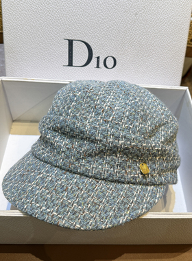 秋冬休闲蓝色小香风粗花呢鸭舌帽子女报童帽八角帽显脸小画家帽