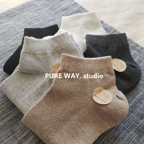 日系无印船袜纯棉男抗菌防臭春夏