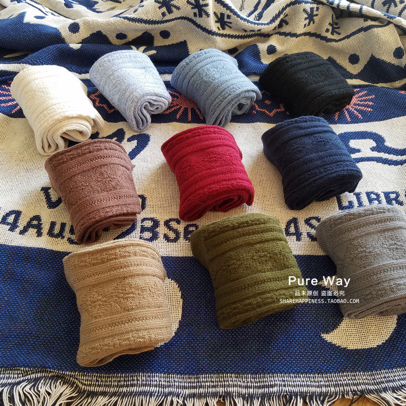 品未.暗香 日本潮袜全棉线粗针复古女士袜子秋冬加厚麻花情侣袜,女士内衣/男士内衣/家居服,中筒袜,淘宝优惠券,粉丝福利购,淘宝优惠卷