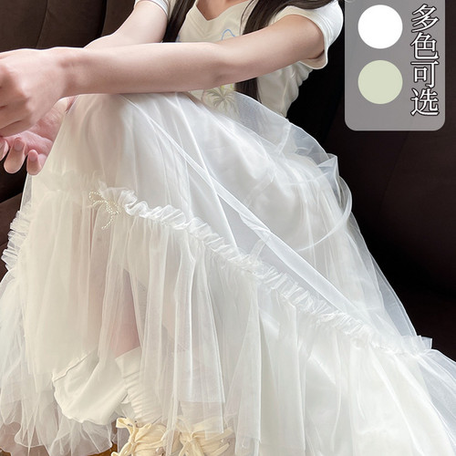 森女部落甜美风网纱蛋糕裙长裙百搭大裙摆高腰半身裙女2026新款夏