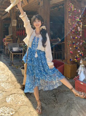森女部落甜妹风镂空开衫女新款流苏装饰宽松落肩百搭防晒针织外套