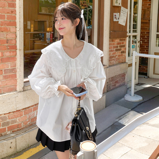 森女部落原创甜美风简约宽松气质花边领衬衫 日常穿搭新款 春季 女装