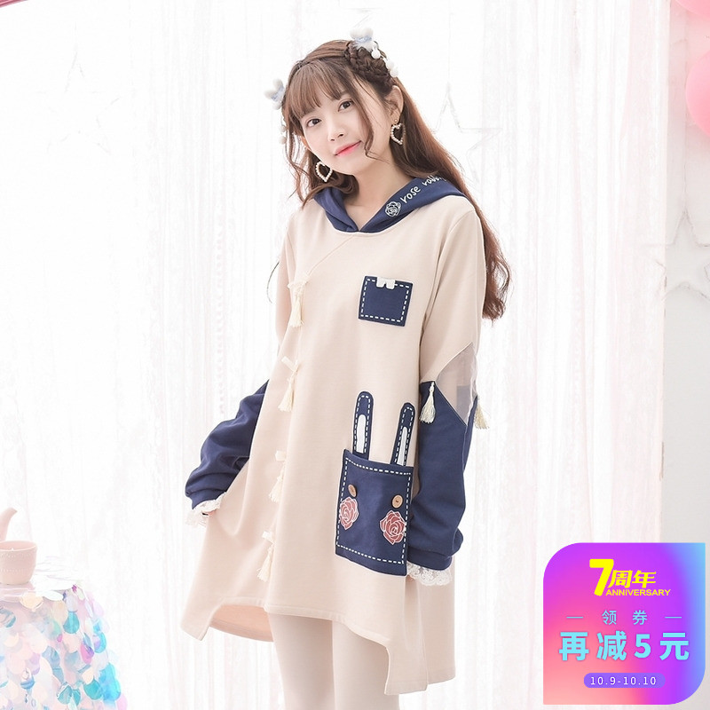 原创设计森女部落少女软妹连衣裙宽松裙子萌2018秋装新款可爱女装