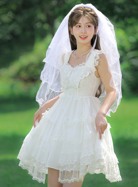 森女部落原创设计感法式毕业季小白裙轻lo洛丽塔连衣裙小裙子夏