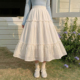 森女部落白色蛋糕半身裙女春2026新款 小个子高腰半裙A字长裙裙子
