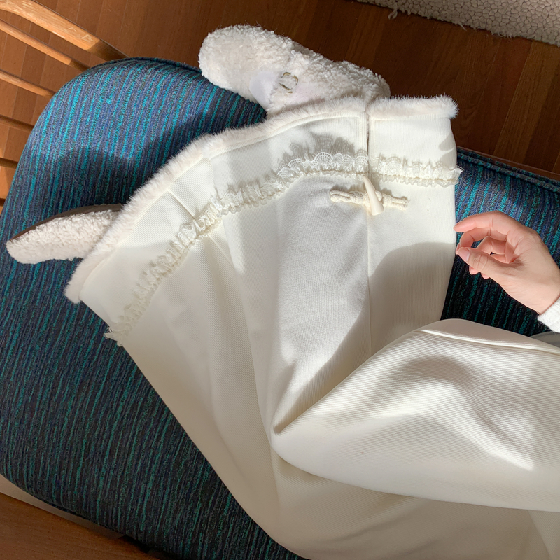 森女部落甜美风高腰阔腿裤女新款加绒设计感冬宽松百搭垂感休闲裤