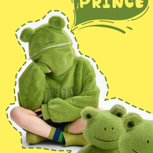 森女部落原创可爱社恐i人搞怪青蛙绒衫卫衣女设计感秋冬新款女装