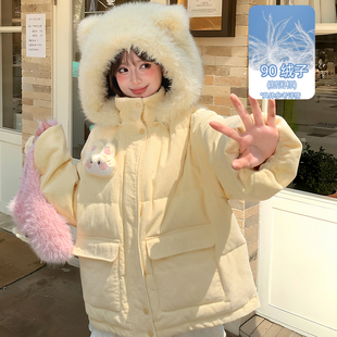 森女部落甜美黄色连帽羽绒服女2026新款冬季设计感小个子保暖外套