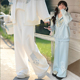 甜美童趣减龄高腰阔腿休闲裤 森女部落蕾丝花边拼接卫裤 春秋装 女