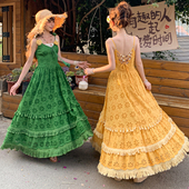 森女部落波西米亚风吊带裙女新款 百搭设计感收腰显瘦出游长裙夏季