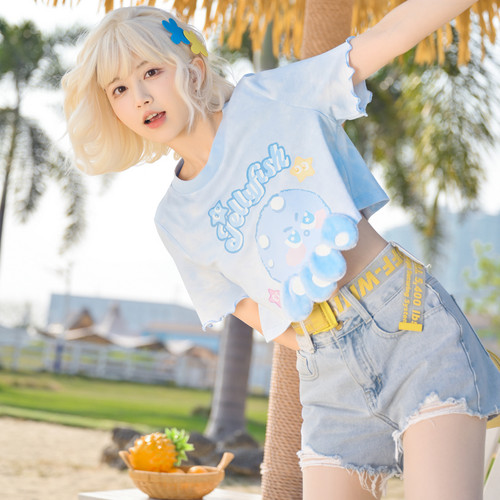 森女部落原创纯色日常百搭高腰显瘦浅色牛仔短裤女超短裤热裤女夏