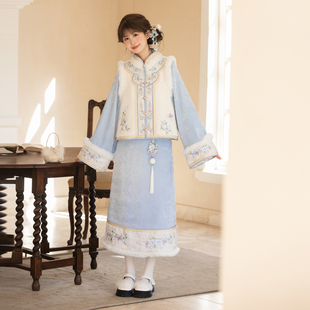 上新限时88折森女部落原创新中式 半身裙女 重工国风刺绣高腰中长款