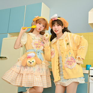 黄色可爱毛衣外套女装 森女部落原创开春穿搭宽松针织开衫 2025新款