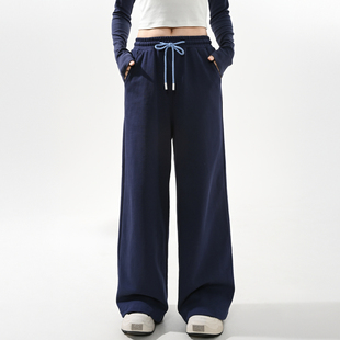 秋季 百搭阔腿卫裤 女2025新款 森女部落纯棉宽松垂感直筒高腰休闲裤