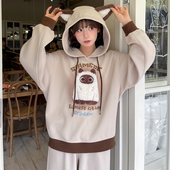 森女部落甜美可爱猫咪连帽卫衣女冬小个子外套2026新款 上衣秋 长袖