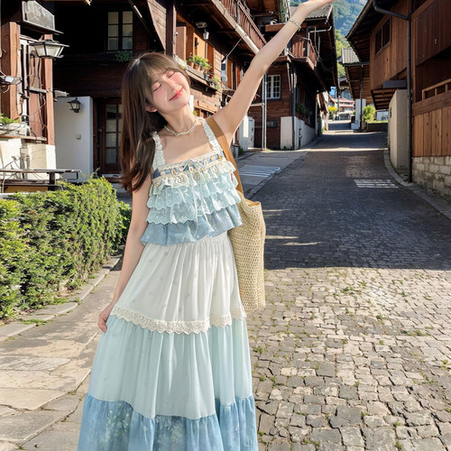 设计感贝壳装饰花边外穿夏季吊带