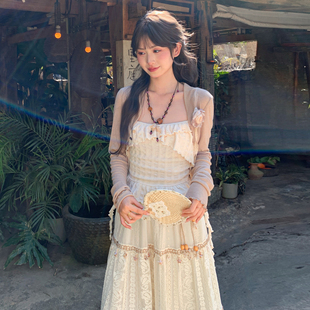 百搭宽松短外套夏 女2026新款 森女部落森系玫瑰设计感百搭薄款 开衫