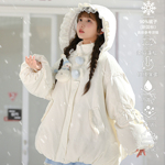 森女部落可爱甜美雪人90%绒子羽绒服女冬2026小个子三防连帽外套