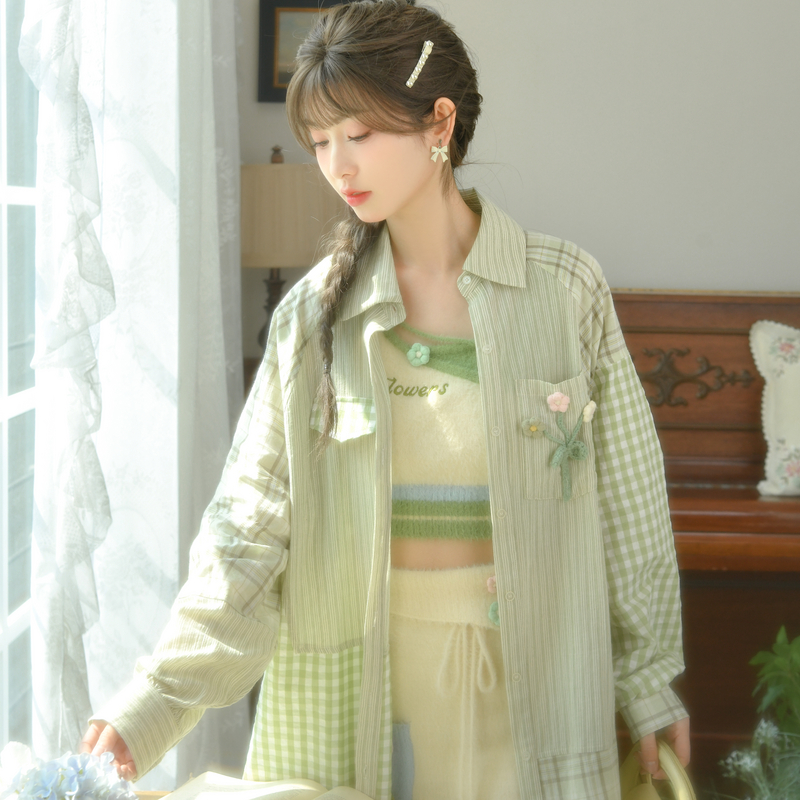 甜美格子衬衫女夏季薄款防晒外套