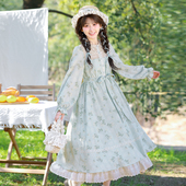 森女部落原创法式 连衣裙 新款 蕾丝花边碎花长袖 连衣裙女2026春秋装