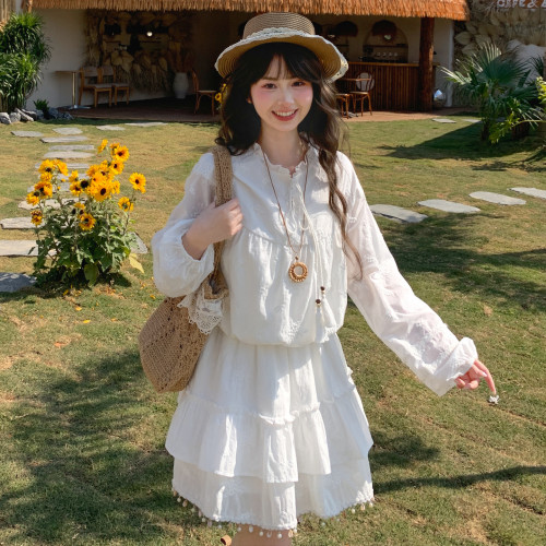 森女部落温柔风宽松纯棉流苏设计感百搭衬衫女2026新款春短款上衣