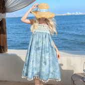 森女部落原创甜美吊带连衣裙女2026夏新款 小个子海边度假风长裙子