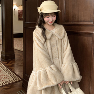冬季 百搭绒衫 温柔风宽松环保草皮宽松外套女2025新款 森女部落法式
