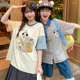 森女部落可爱风卡通原创绣花拼色宽松圆领上衣T恤女2026初夏穿搭