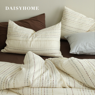 线段条纹全棉长绒棉双层纱四件套 DAISYHOME云迹手作2026早春新品