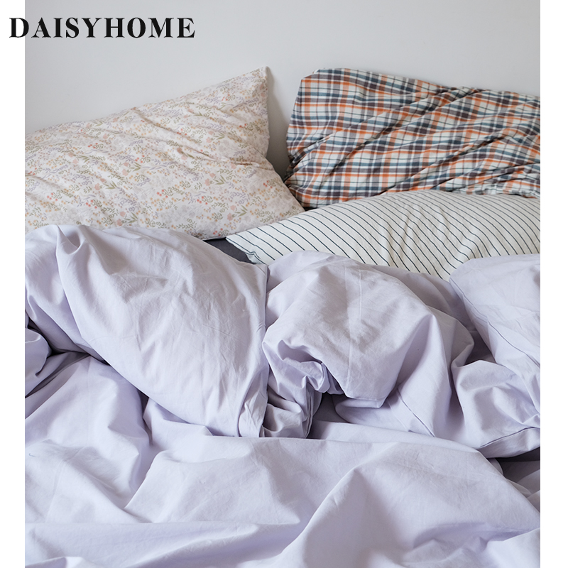 DAISYHOME【月光】盐系混搭全棉格子条纹四件套北欧韩式ins风床单